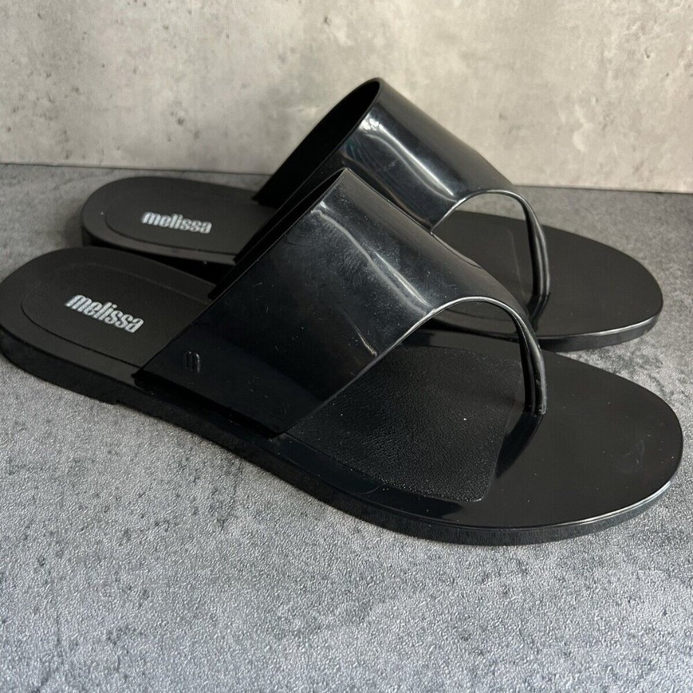 MELISSA Essential Chic Black Water Resistant Flip Flop Size 8 - Picture 4 of 16